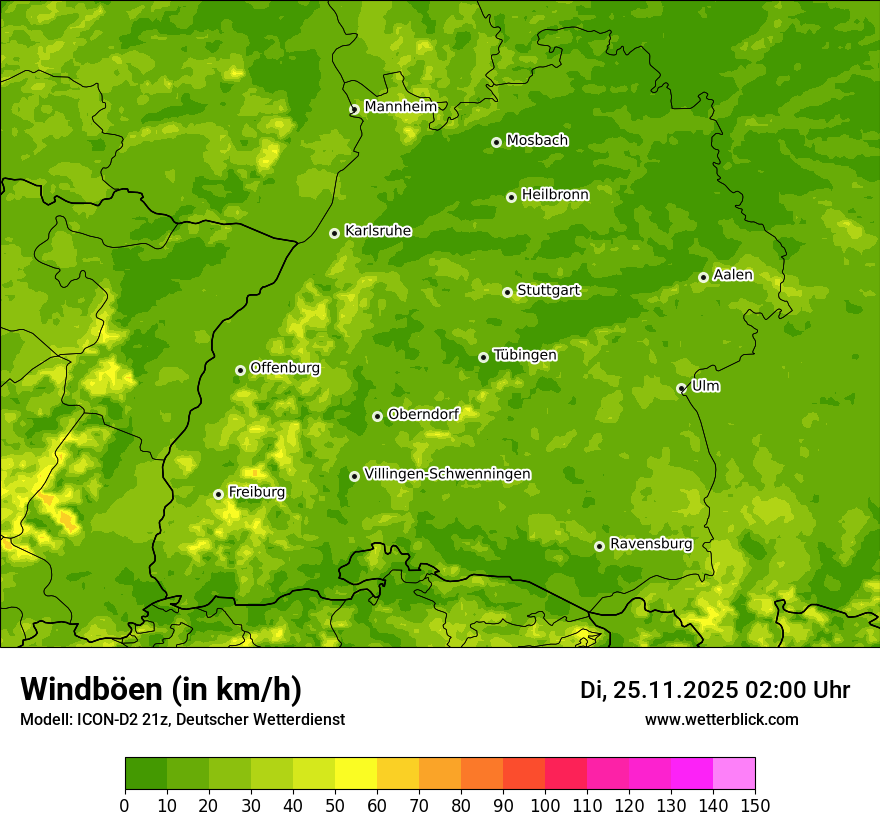 Modellkarten Windgeschwindigkeit