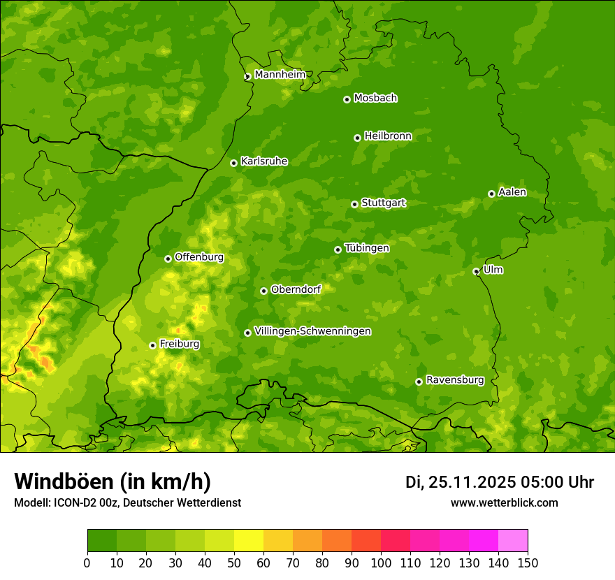 Modellkarten Windgeschwindigkeit