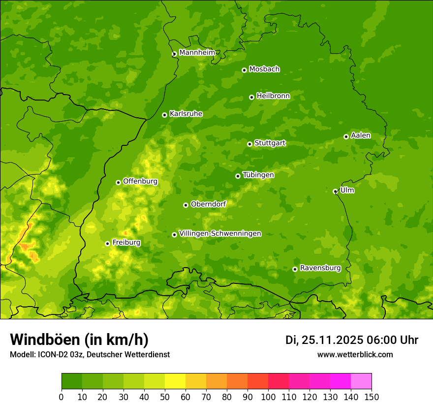 Modellkarten Windgeschwindigkeit