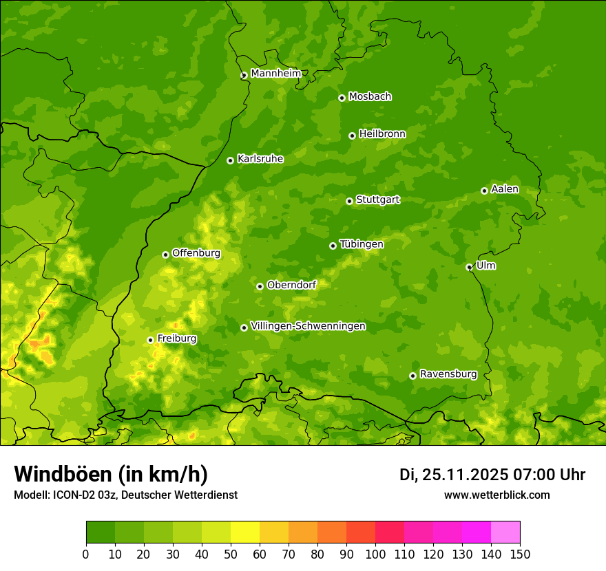 Modellkarten Windgeschwindigkeit