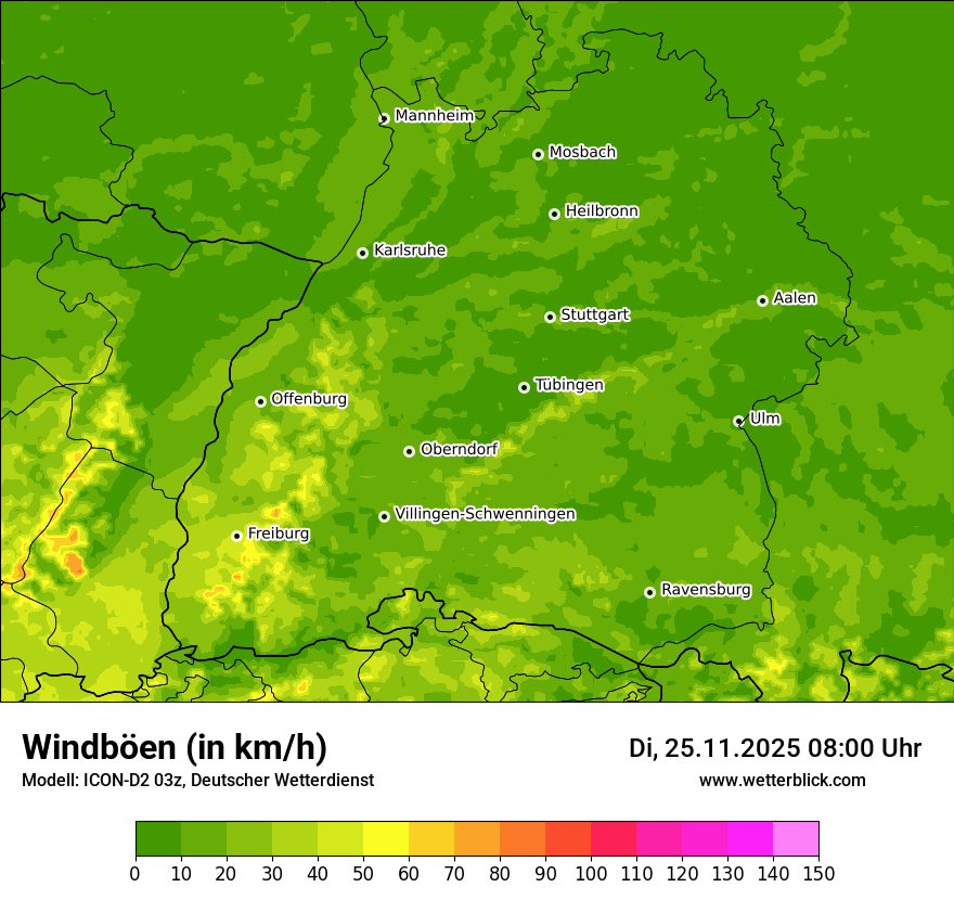 Modellkarten Windgeschwindigkeit