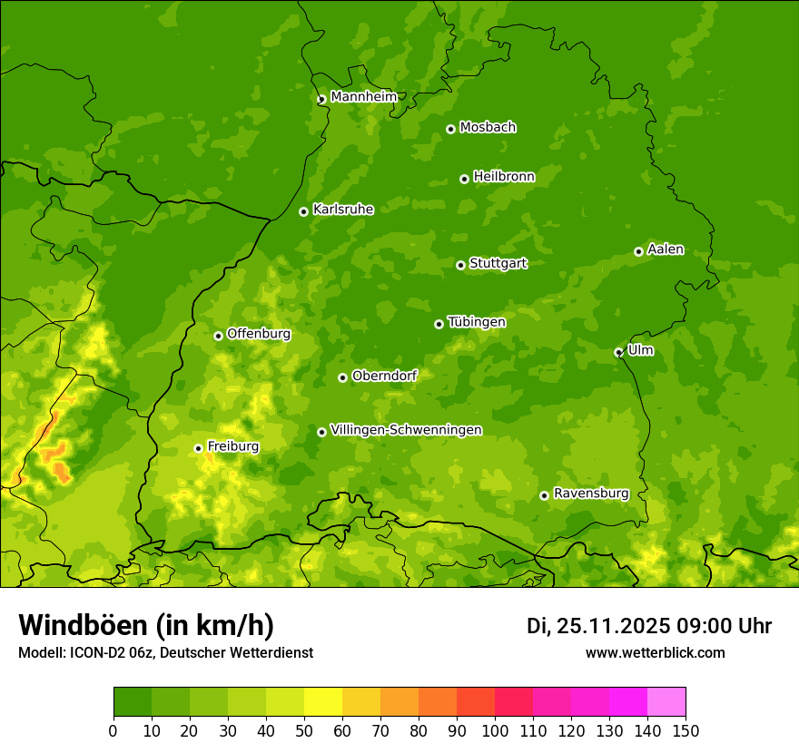 Modellkarten Windgeschwindigkeit