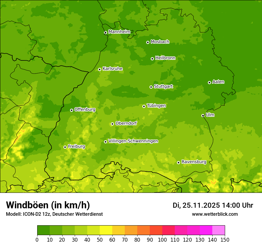 Modellkarten Windgeschwindigkeit