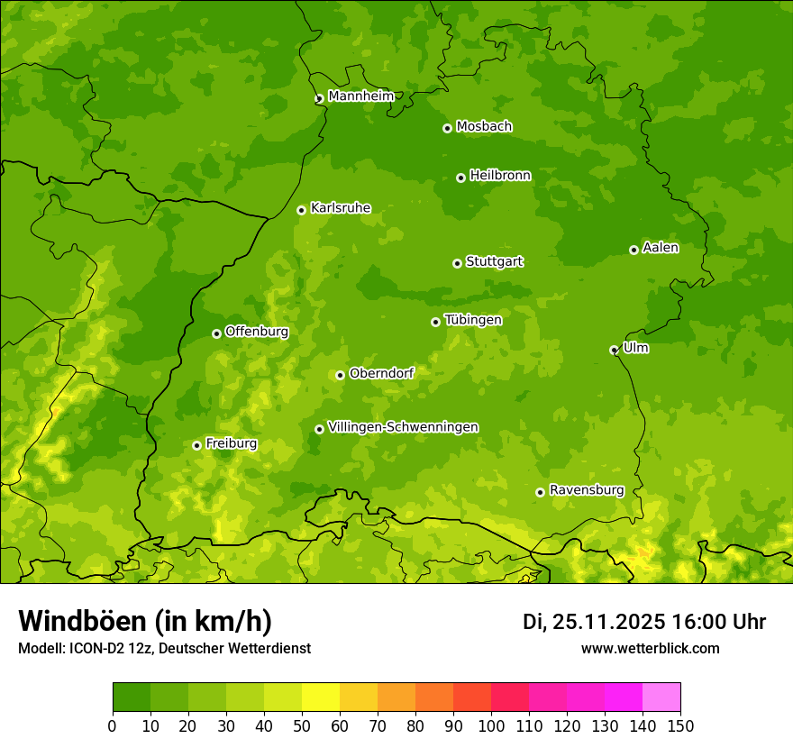 Modellkarten Windgeschwindigkeit