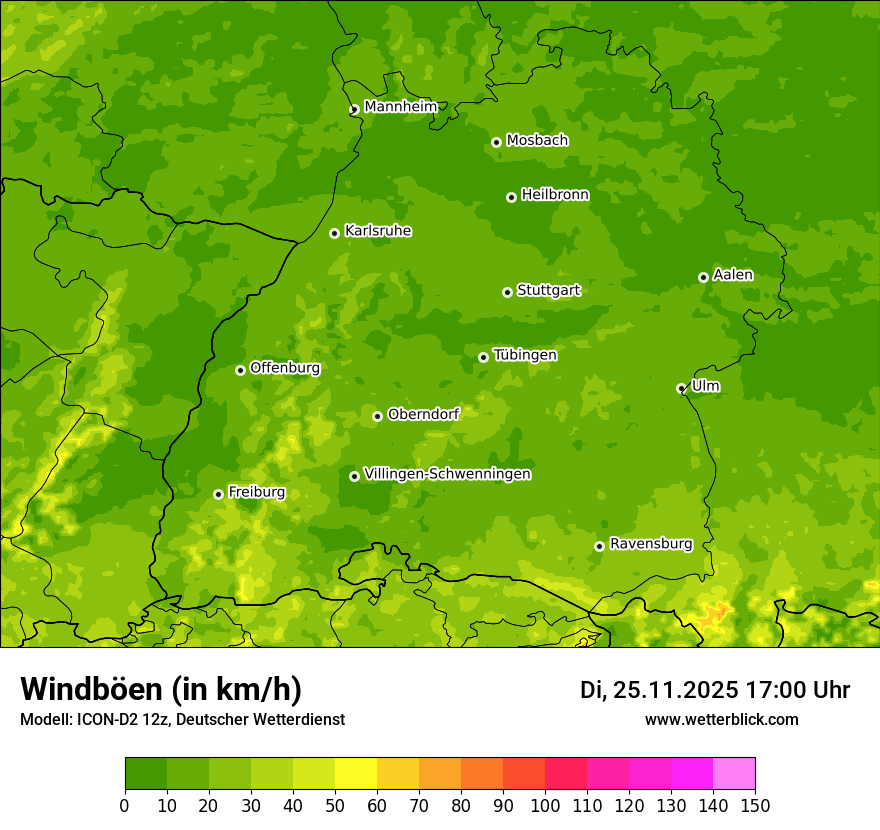 Modellkarten Windgeschwindigkeit