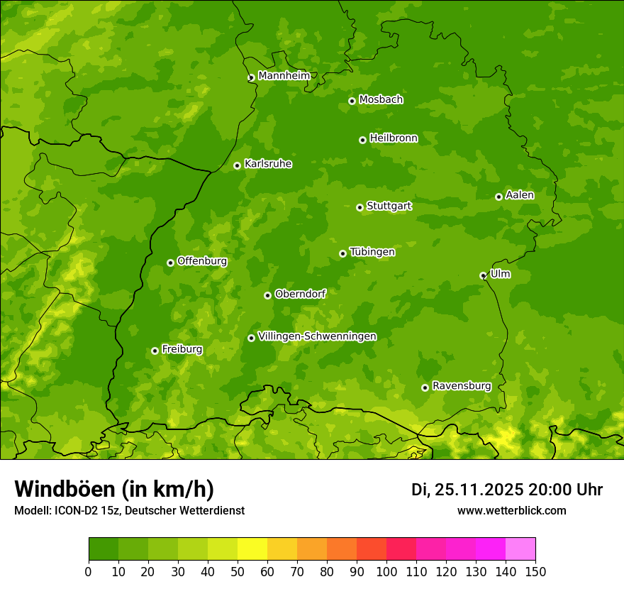 Modellkarten Windgeschwindigkeit