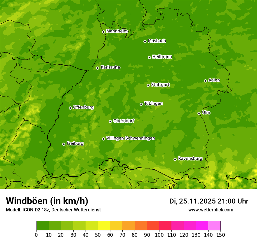 Modellkarten Windgeschwindigkeit