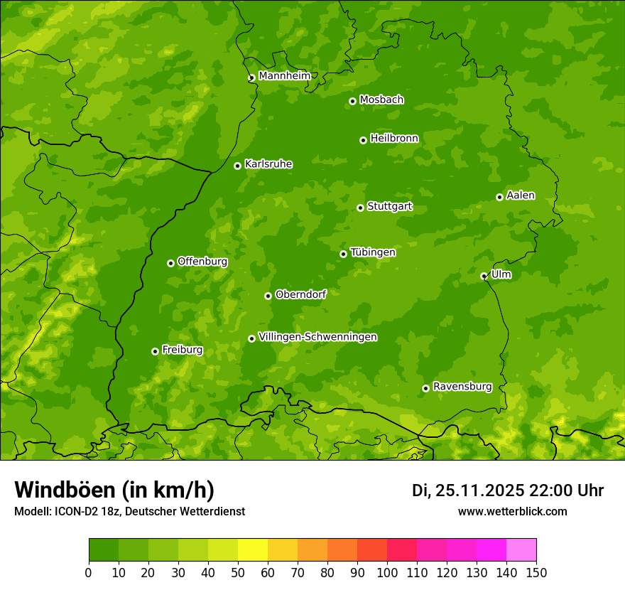 Modellkarten Windgeschwindigkeit