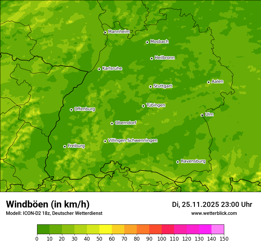 Modellkarten Windgeschwindigkeit