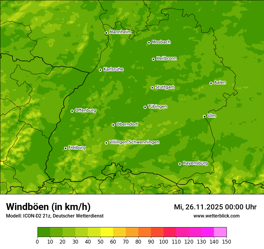 Modellkarten Windgeschwindigkeit