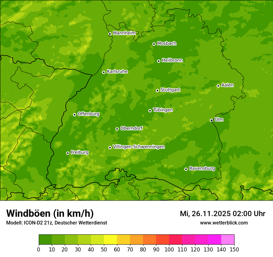 Modellkarten Windgeschwindigkeit
