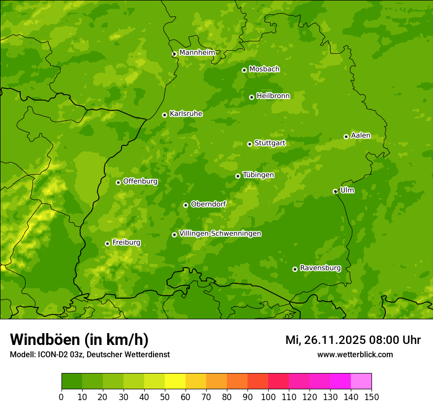 Modellkarten Windgeschwindigkeit