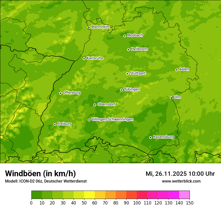 Modellkarten Windgeschwindigkeit