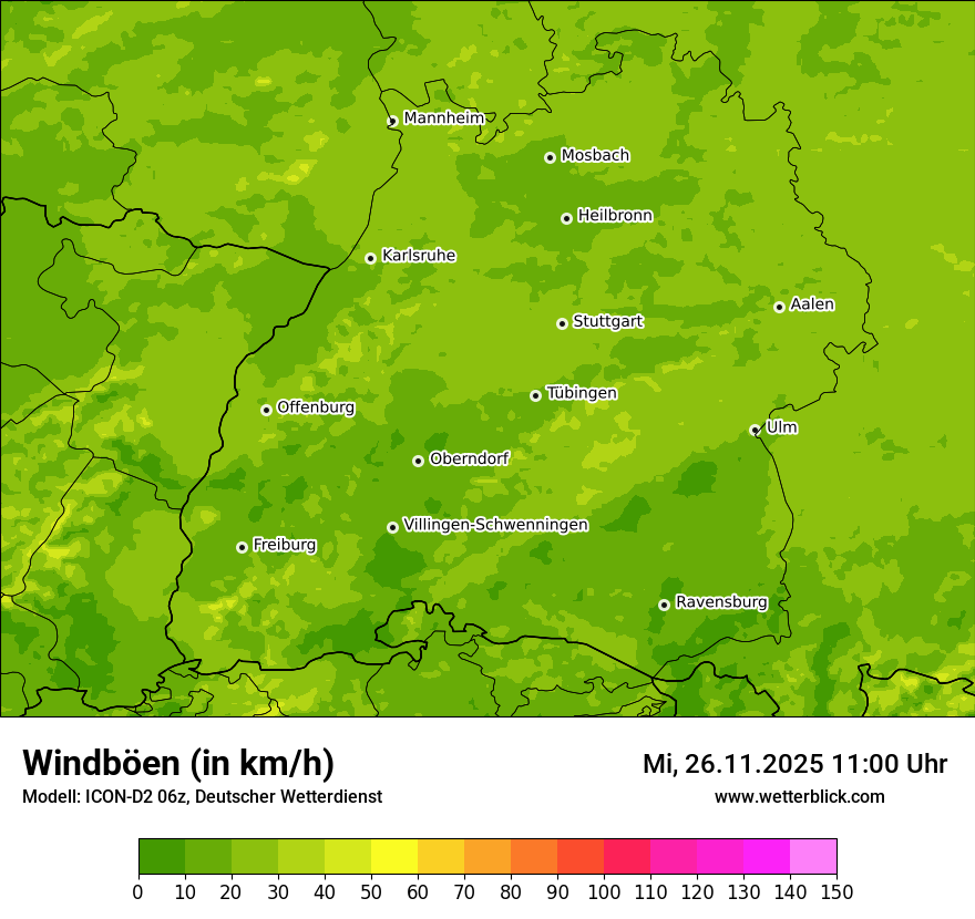 Modellkarten Windgeschwindigkeit