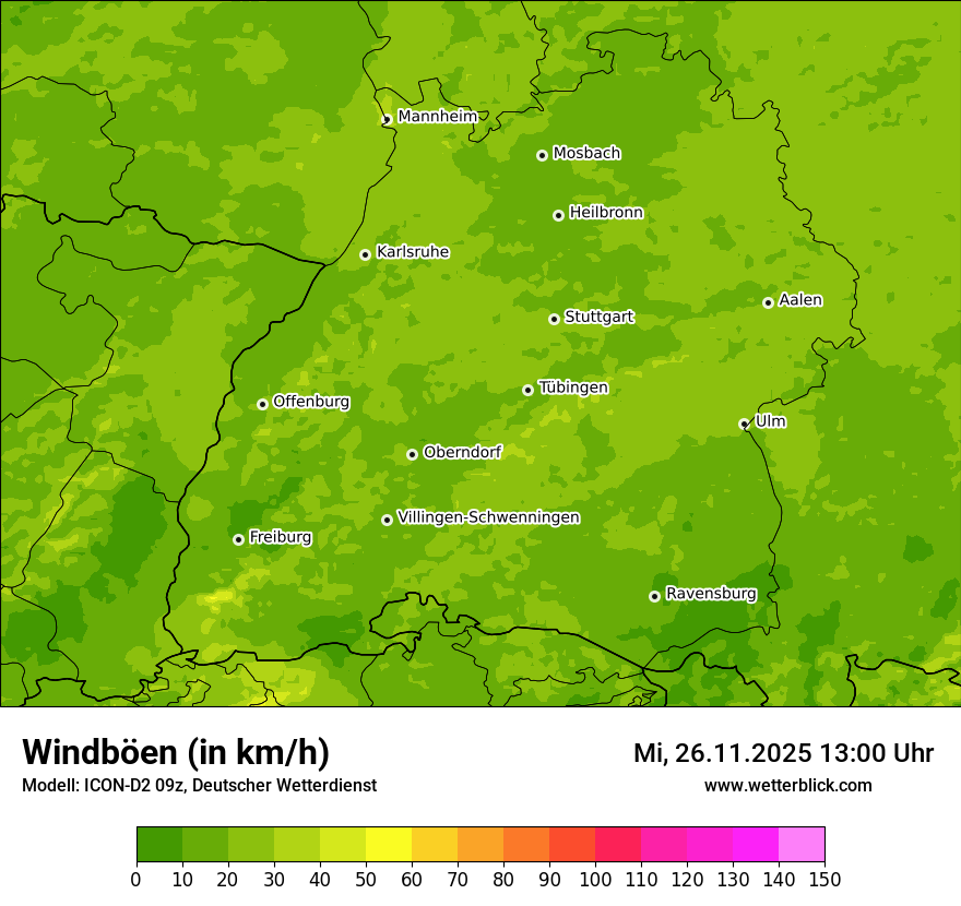 Modellkarten Windgeschwindigkeit