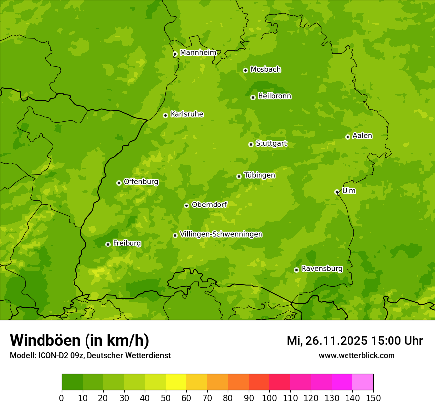 Modellkarten Windgeschwindigkeit