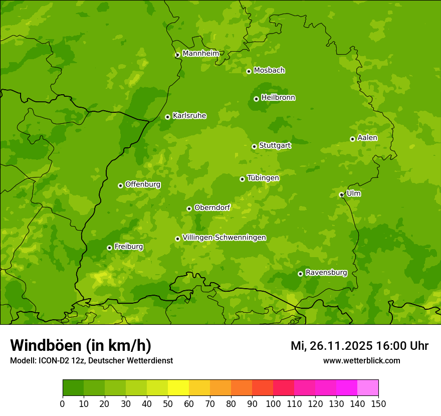 Modellkarten Windgeschwindigkeit