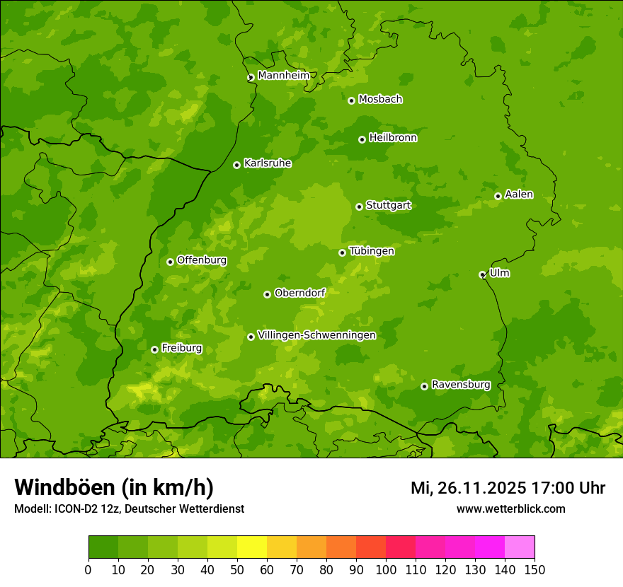 Modellkarten Windgeschwindigkeit