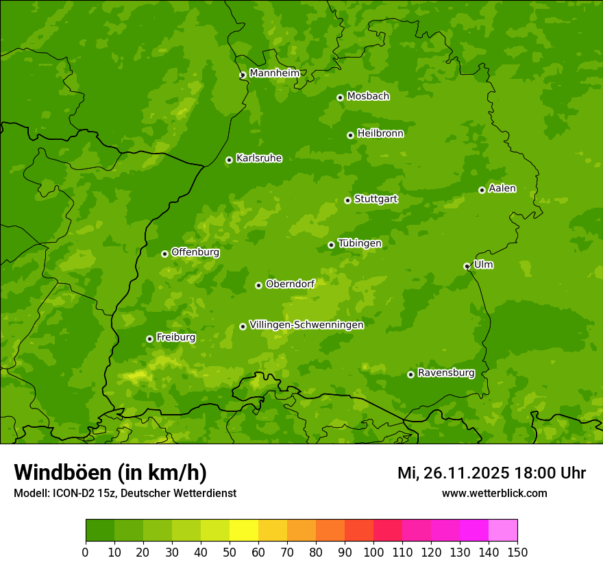 Modellkarten Windgeschwindigkeit