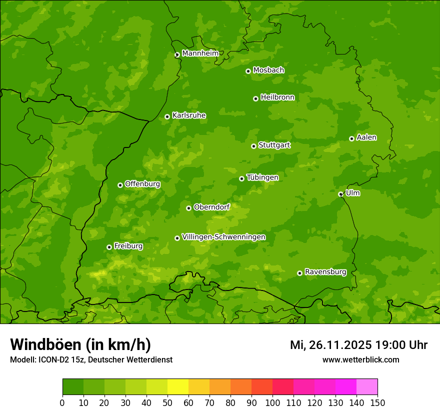 Modellkarten Windgeschwindigkeit