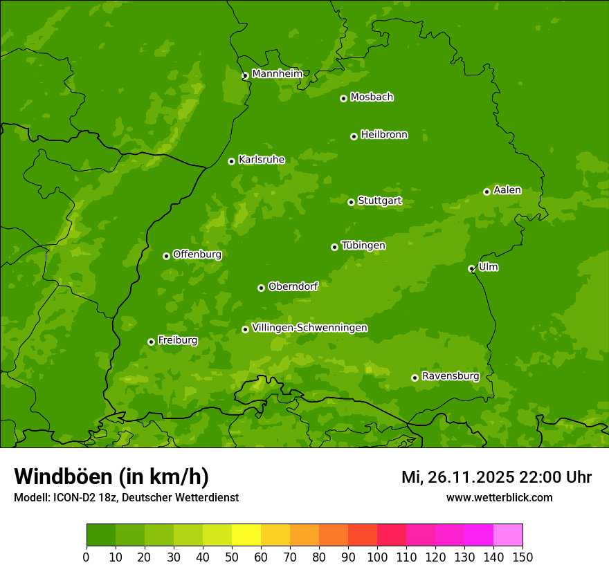 Modellkarten Windgeschwindigkeit