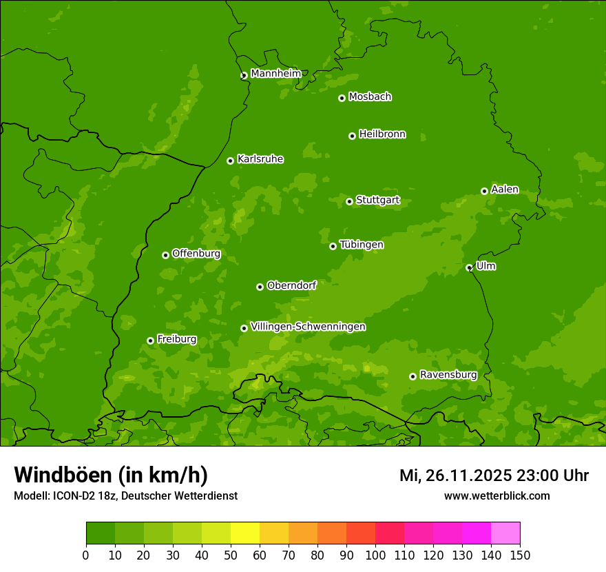 Modellkarten Windgeschwindigkeit