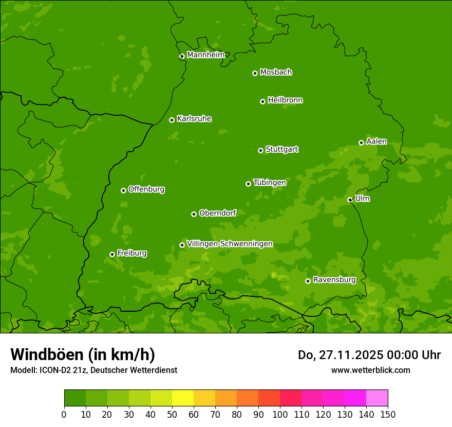 Modellkarten Windgeschwindigkeit