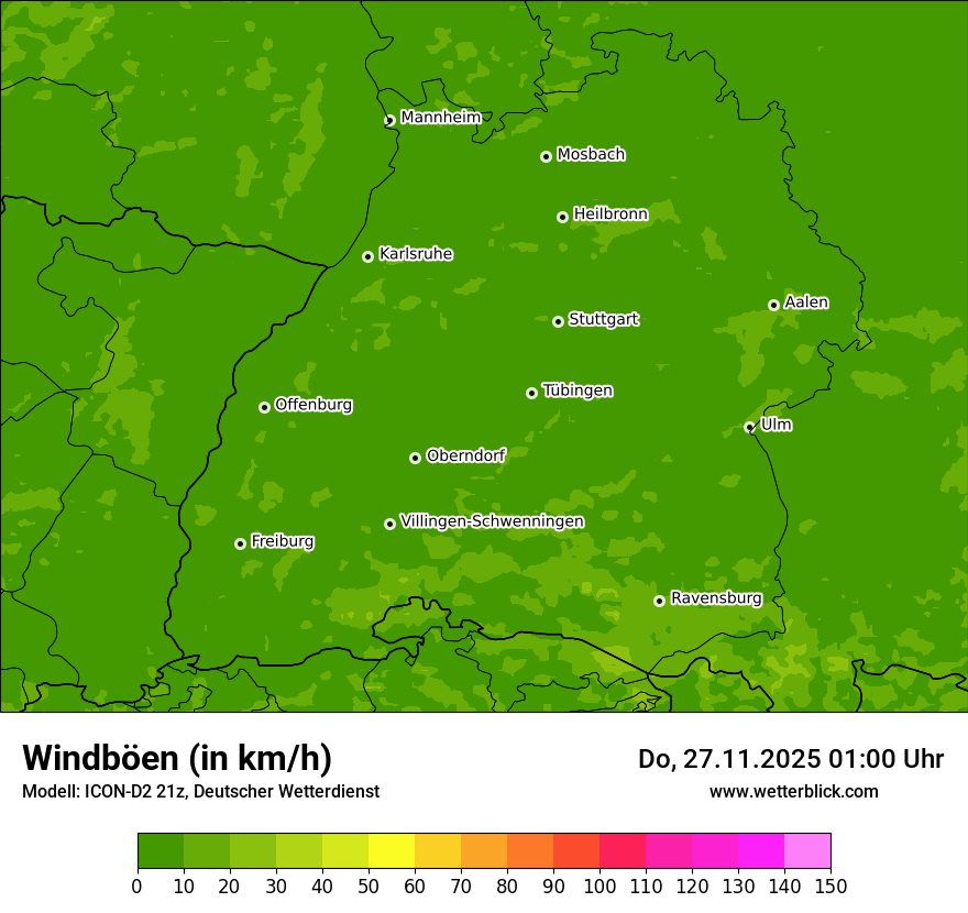 Modellkarten Windgeschwindigkeit