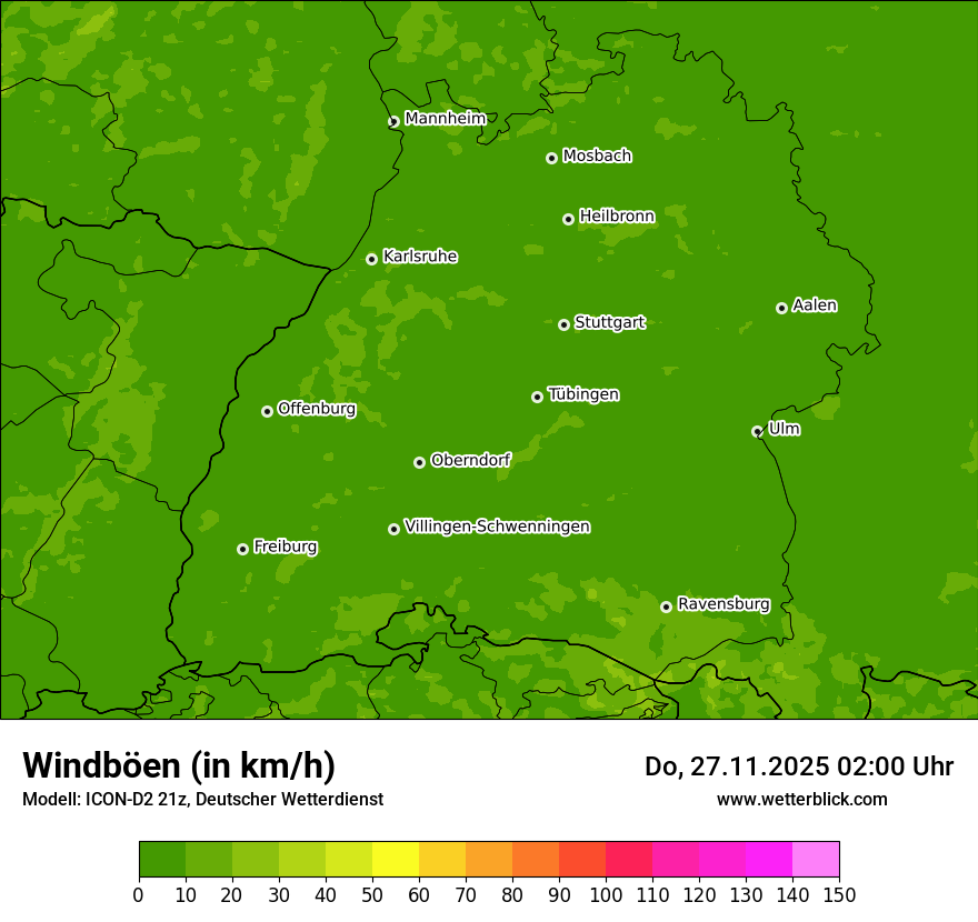 Modellkarten Windgeschwindigkeit