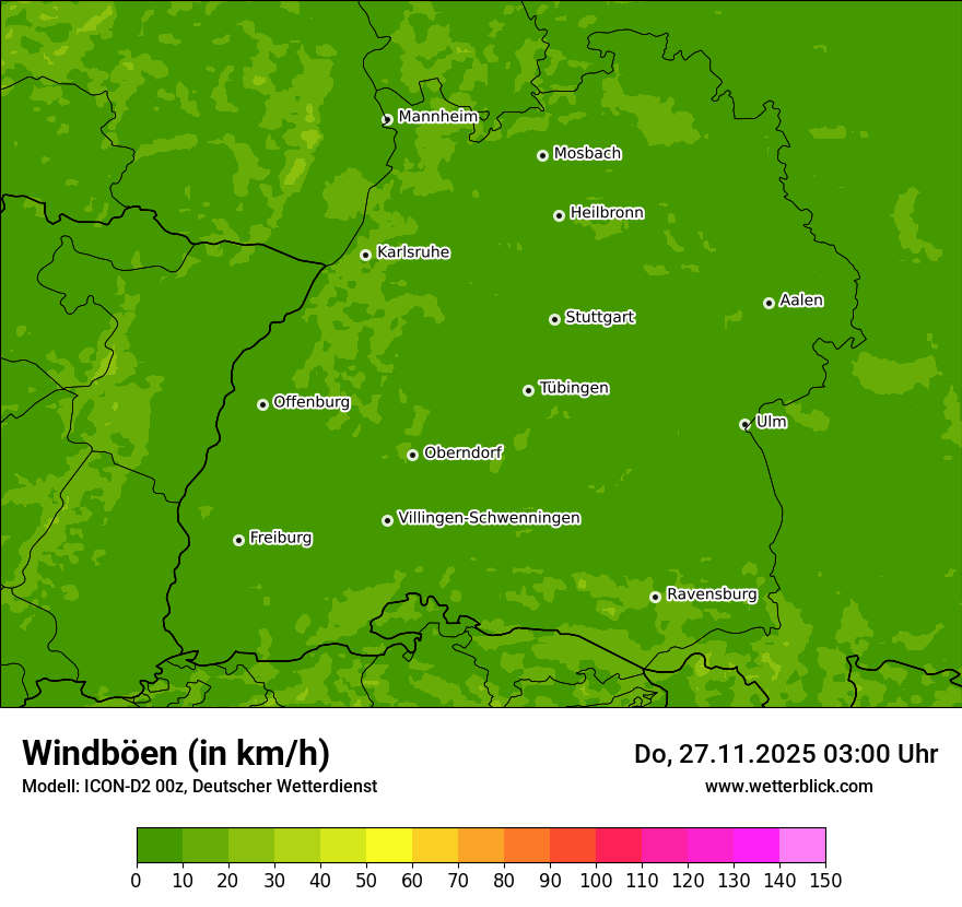 Modellkarten Windgeschwindigkeit