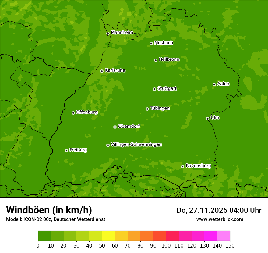 Modellkarten Windgeschwindigkeit