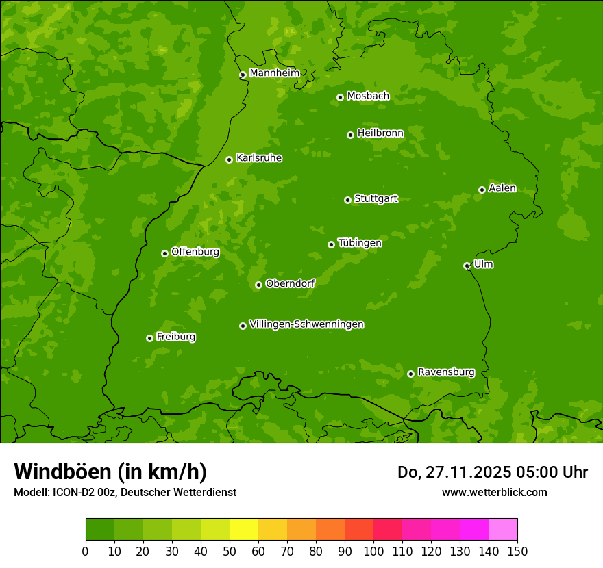 Modellkarten Windgeschwindigkeit