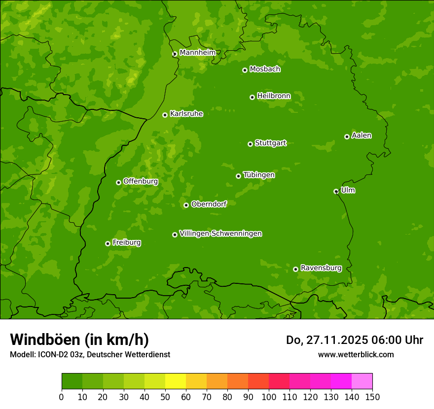 Modellkarten Windgeschwindigkeit