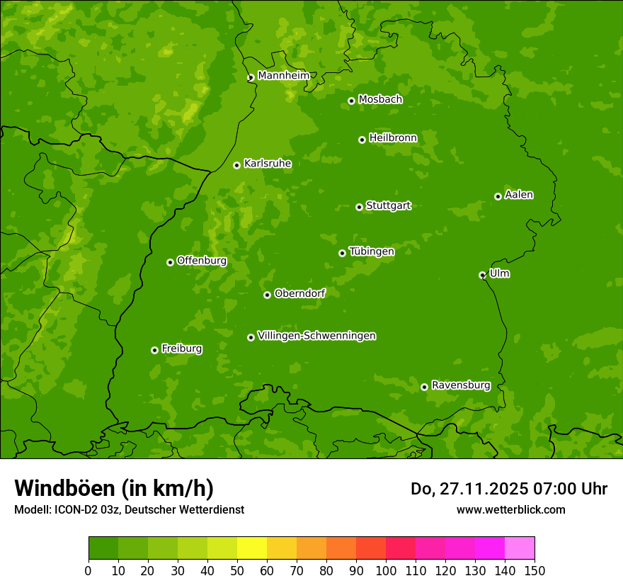 Modellkarten Windgeschwindigkeit