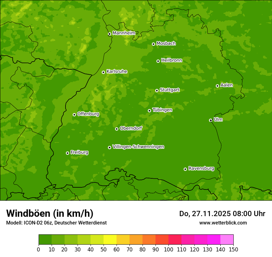 Modellkarten Windgeschwindigkeit