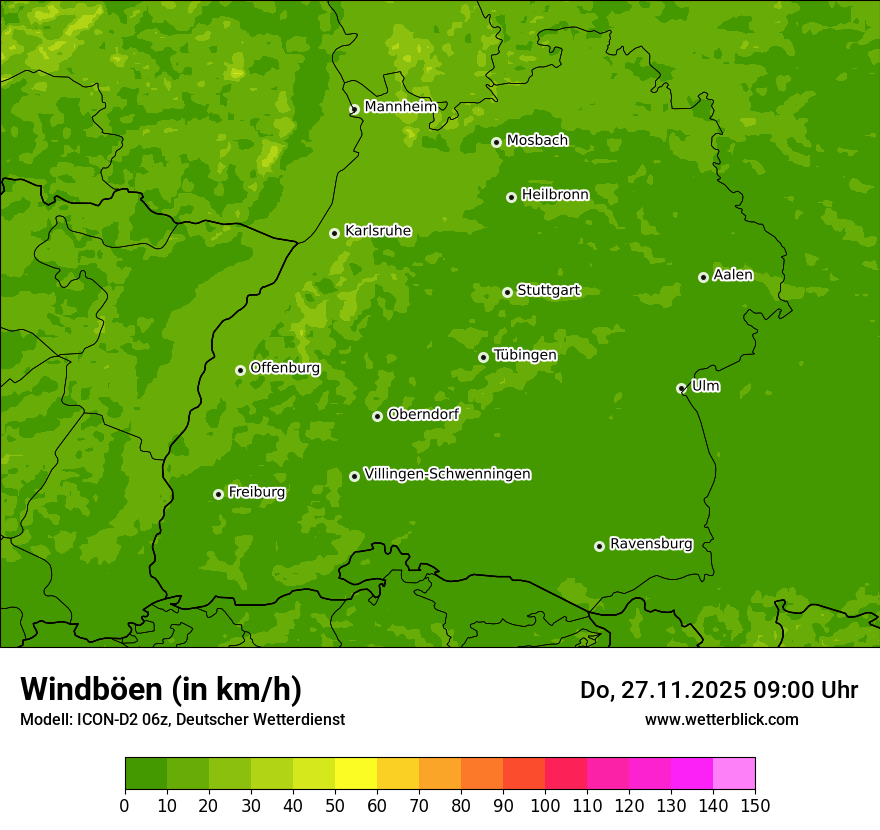 Modellkarten Windgeschwindigkeit