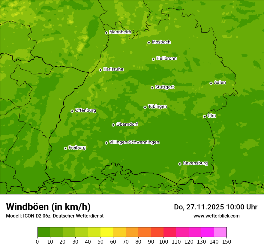 Modellkarten Windgeschwindigkeit