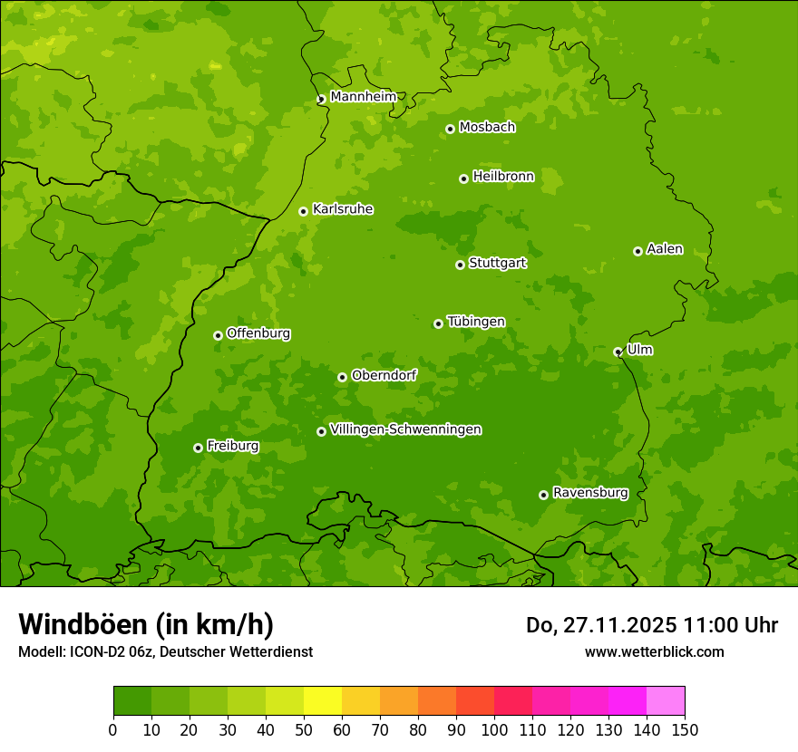 Modellkarten Windgeschwindigkeit