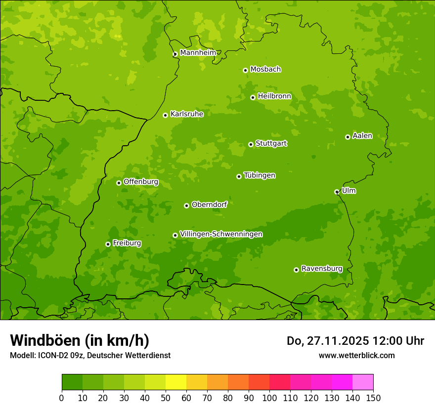 Modellkarten Windgeschwindigkeit