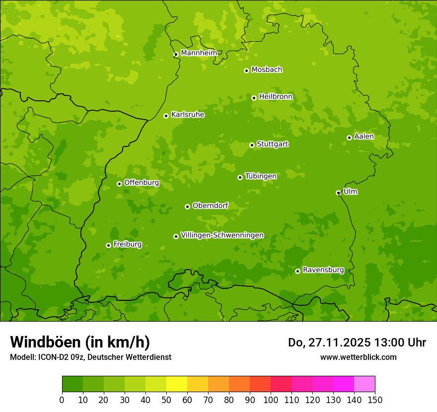 Modellkarten Windgeschwindigkeit