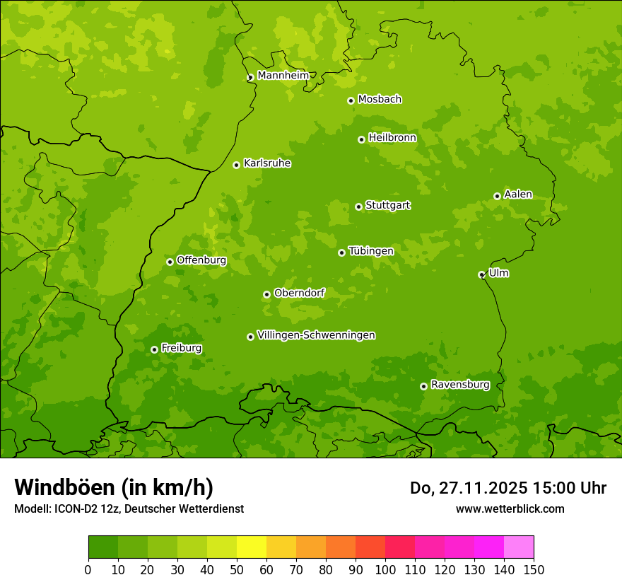 Modellkarten Windgeschwindigkeit
