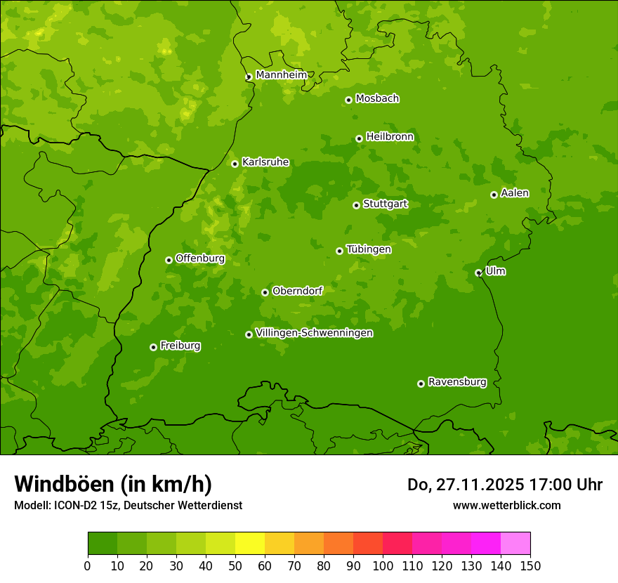 Modellkarten Windgeschwindigkeit