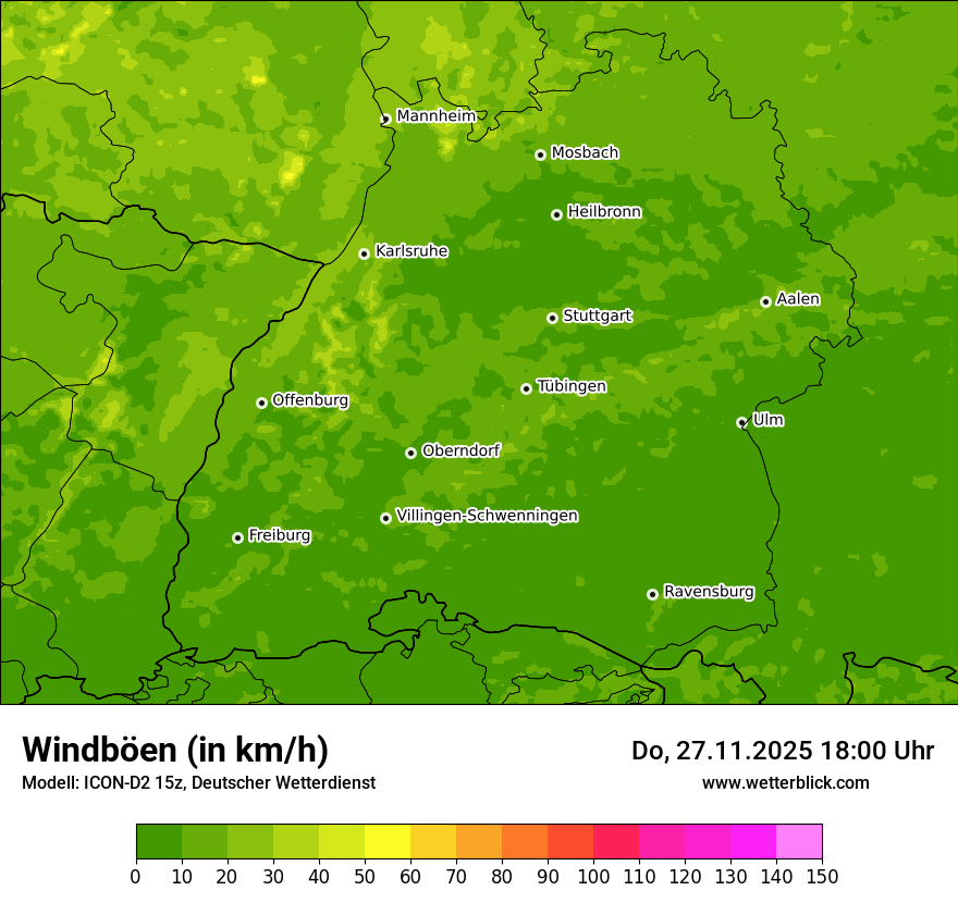 Modellkarten Windgeschwindigkeit