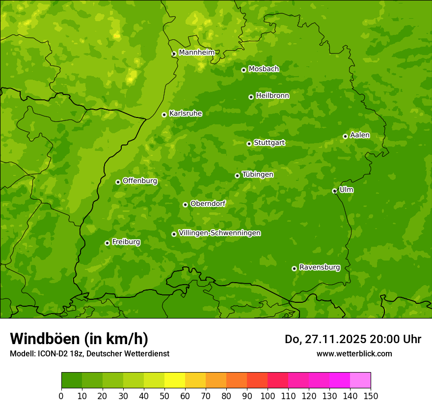 Modellkarten Windgeschwindigkeit