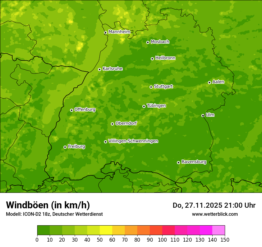 Modellkarten Windgeschwindigkeit