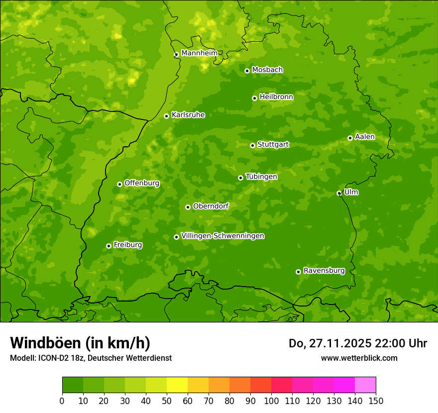 Modellkarten Windgeschwindigkeit