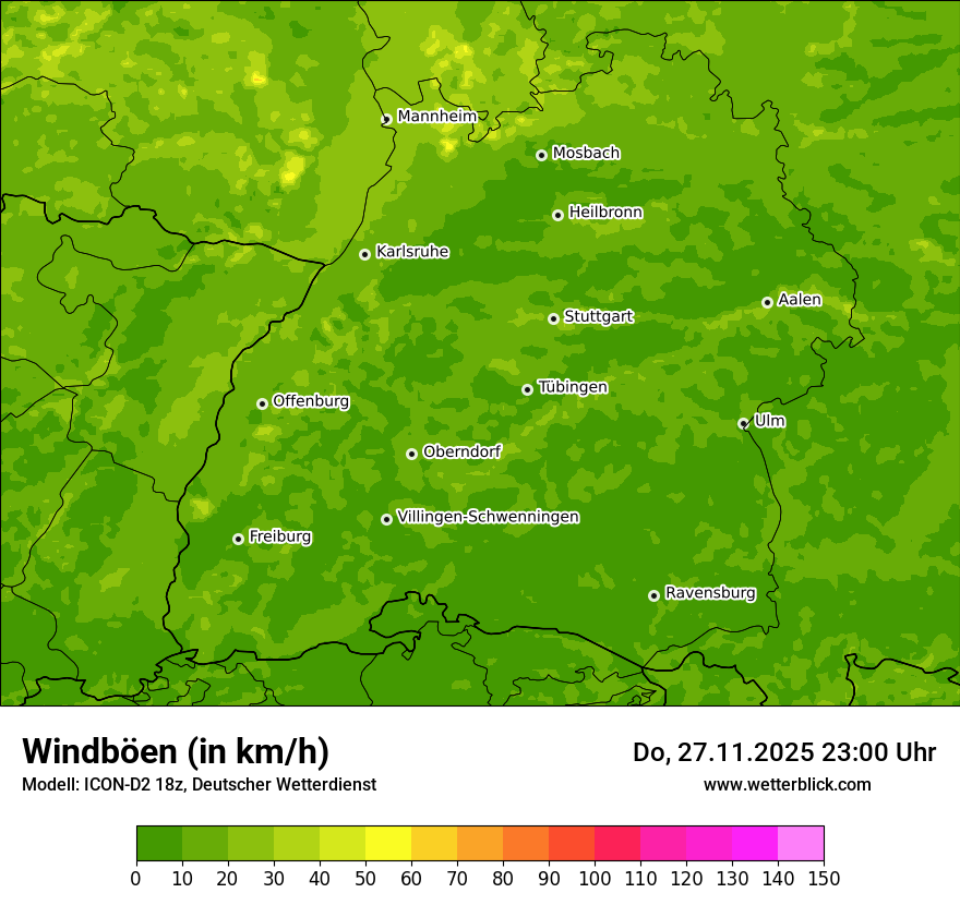 Modellkarten Windgeschwindigkeit