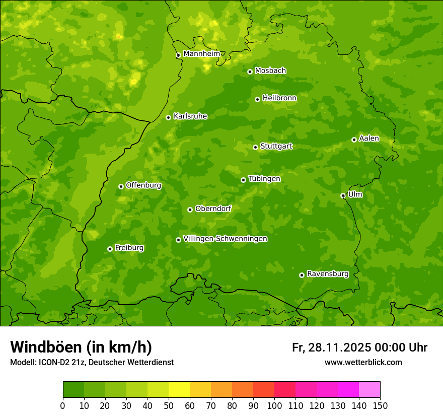 Modellkarten Windgeschwindigkeit