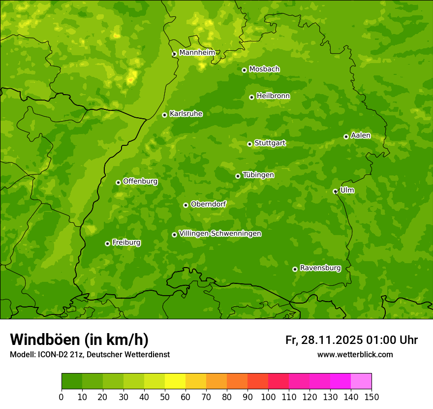 Modellkarten Windgeschwindigkeit