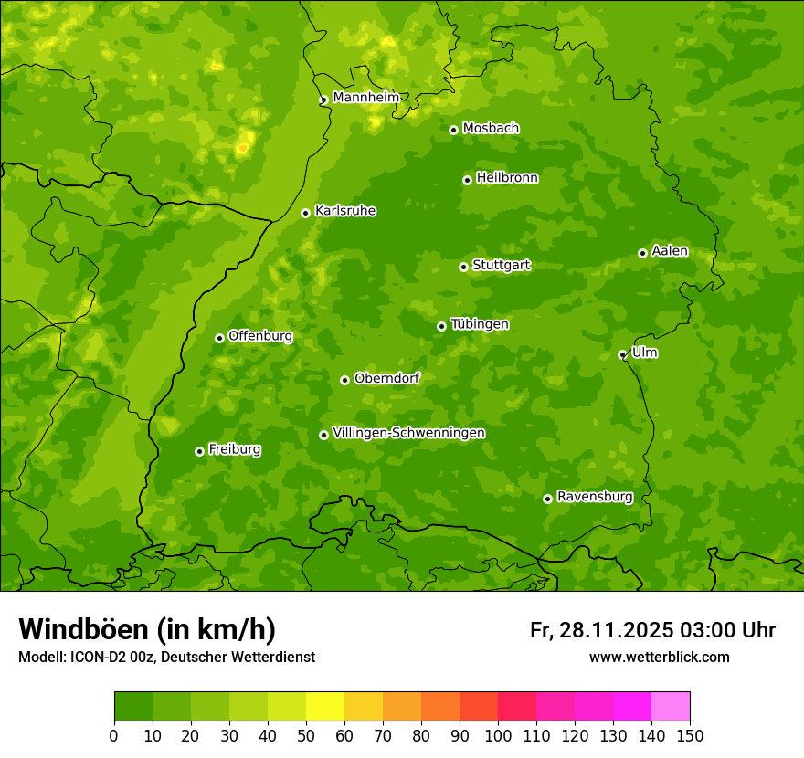 Modellkarten Windgeschwindigkeit
